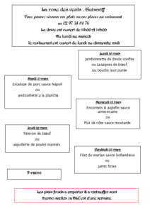 menus du 16 au 20 mars - Quimper Brest