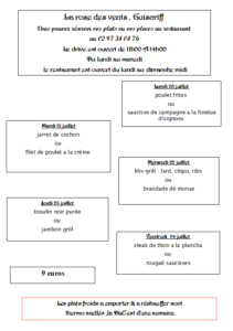 menus du 20 au 24 juillet - Quimper Brest