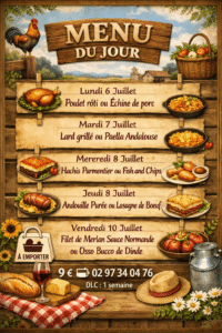 menus du 6 au 10 juillet - Quimper Brest